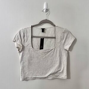 Wild Fable Heather Gray Square Neck Crop Top
